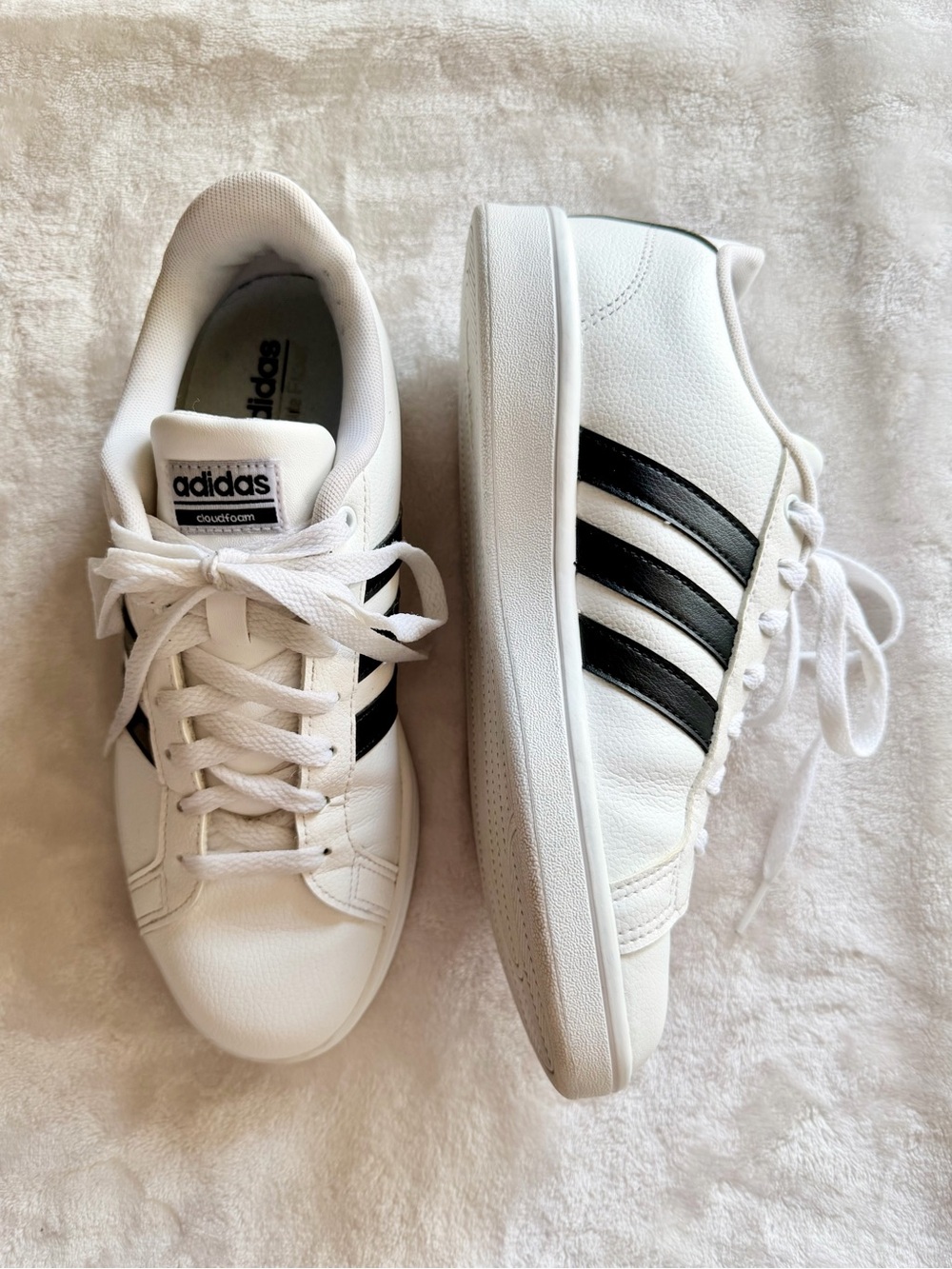 adidas Grand Court Cloudfoam Sneakers White Black Strip, Women’s Size 9